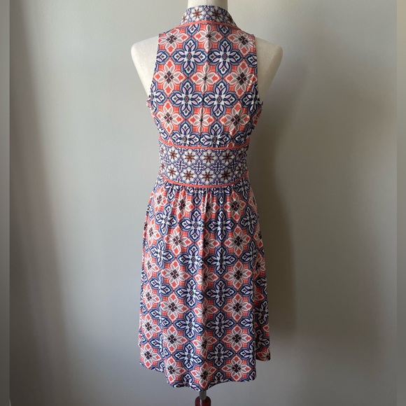 Wisp | Ryenne Jersey Knee-Length Dress | Orange Multicolor | Size 4 Petite - Picture 3 of 5